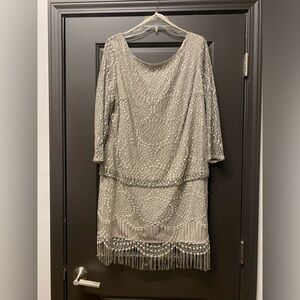 S.L. Fashions Gold Fringe Dress